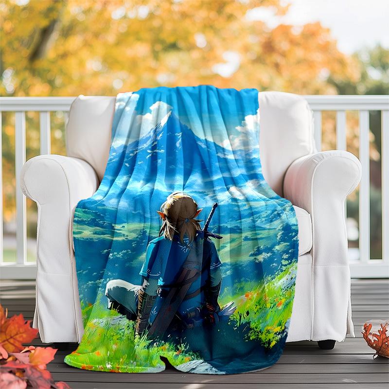 1pc Game Zelda Theme Blanket - Digital Print, Polyester, Cozy for All Seasons, Perfect for Outdoor, and Travel