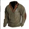 Stand Collar Men's Sweatshirt Autumn Winter Warm Loose Solid Color Outdoor Warm Breathable Tactical Men's Top