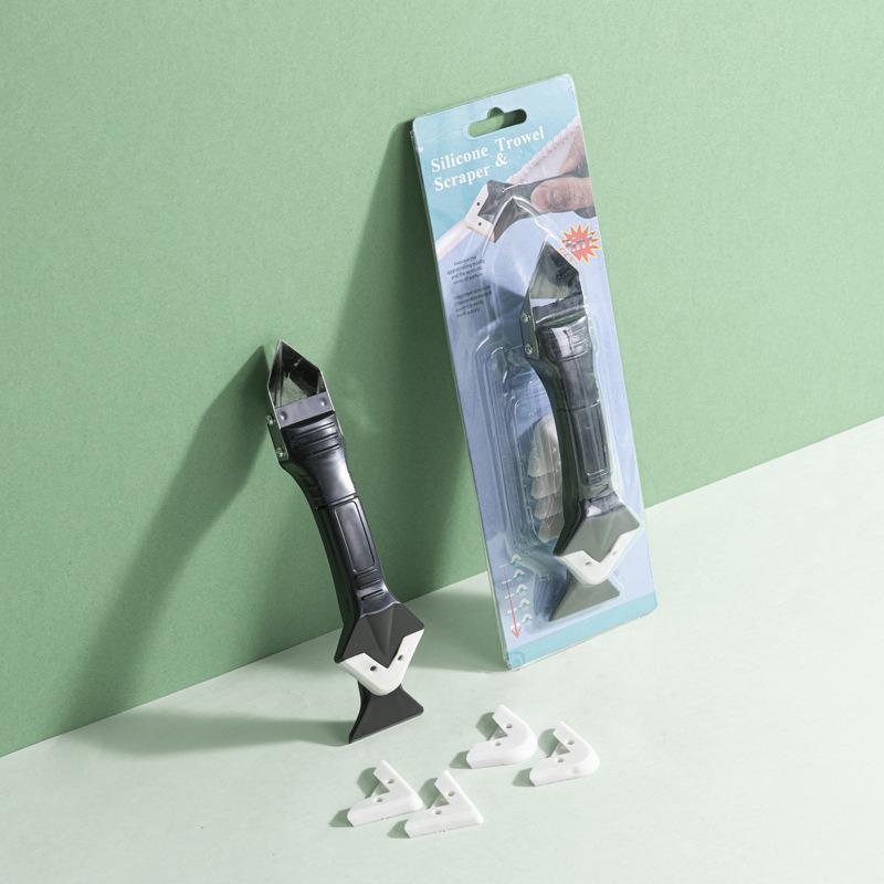 Metal Head Multi-Functional Scraper: 3-in-1 Corner Scraper, Glass Sealant Smoother, Grout Repair, and Trimming Tool.