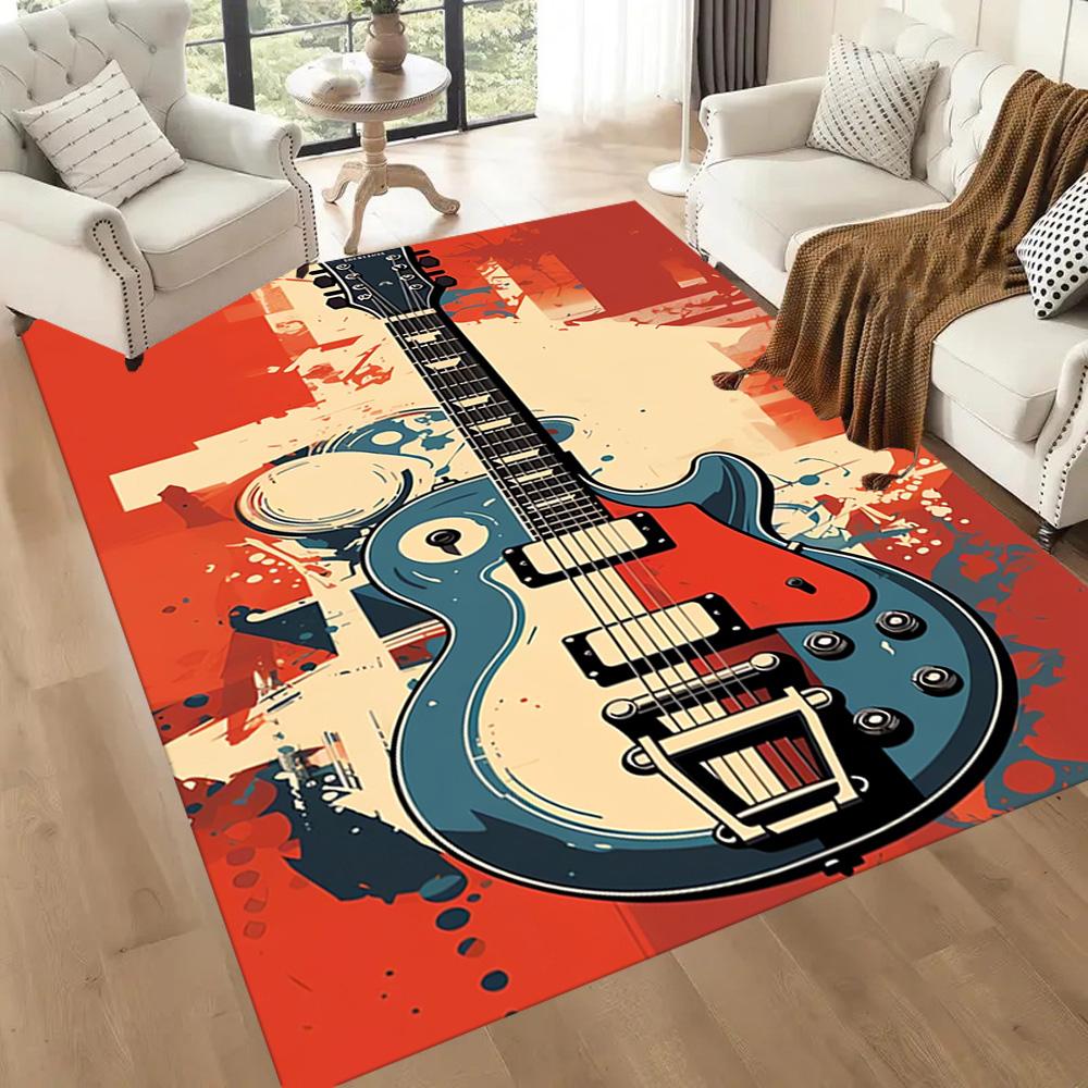 Electric Guitar In Flames Floor Mats for Living Room, Bedroom and Room Decoration Are Suitable for Gifts.