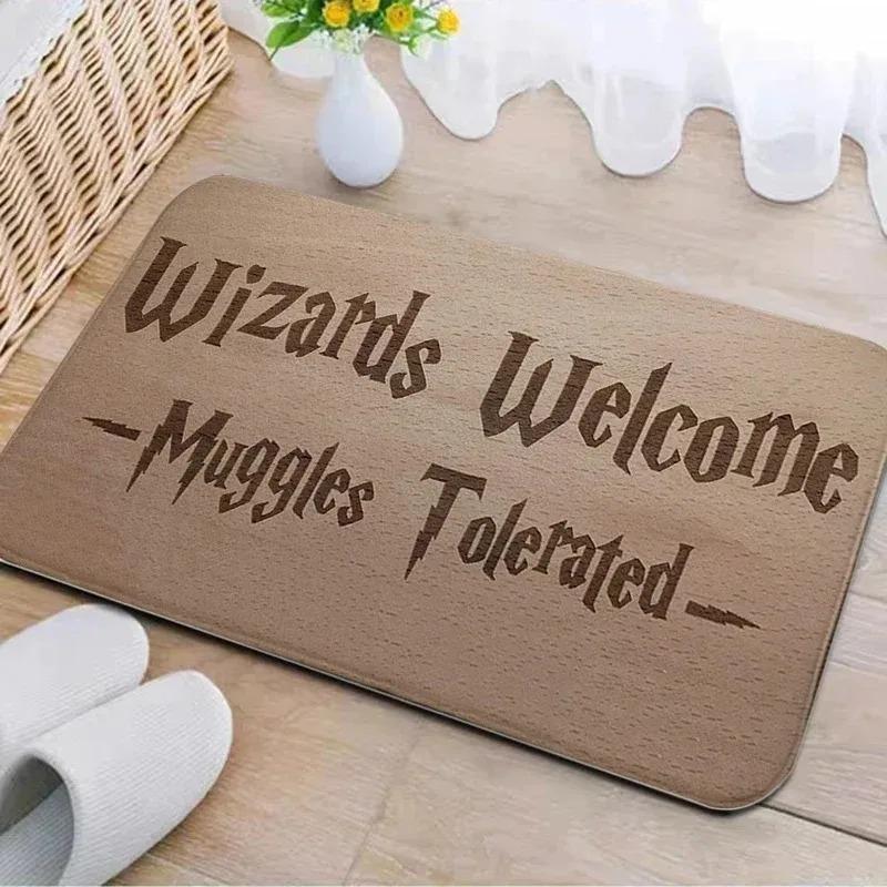 

Welcome Door Mat Hallway Decor Carpet Home Decor Entrance Door Mat Bathroom Area Non-Slip Absorbent Carpet Wizard Muggle 30X50CM