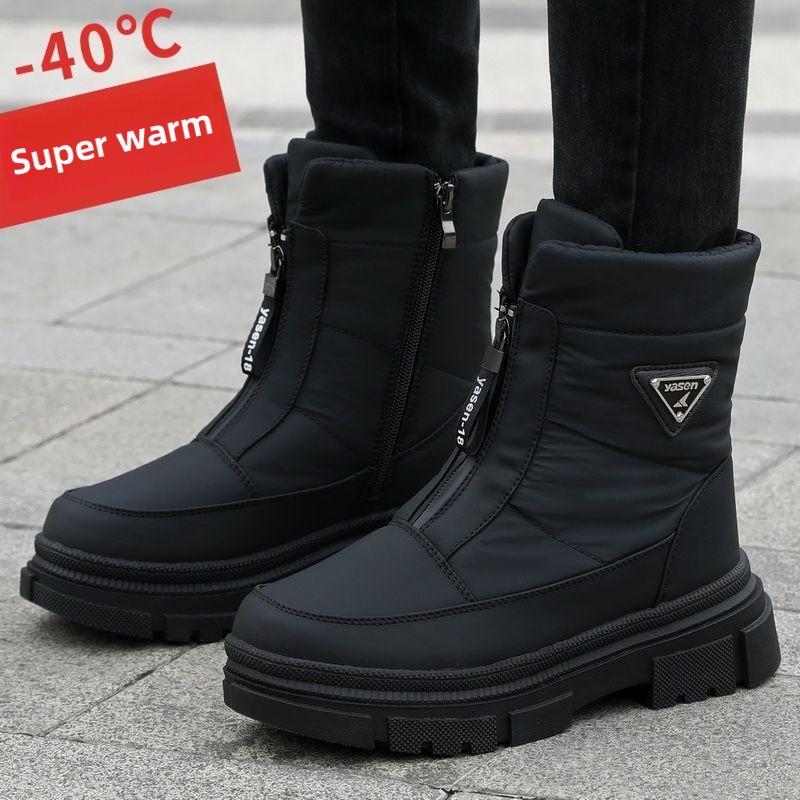 Women s New Winter High-top Warm Cotton Shoes Plus Velvet Thickened Waterproof Non-slip Mid-tube Cold-resistant Boots 36