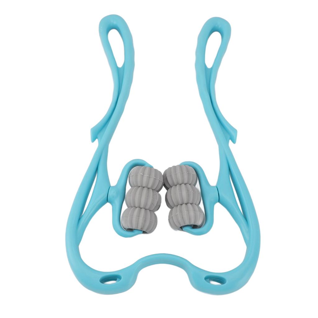 6 Wheel Neck Massager Manual Cervical Spine Massager Acupoint Pressing Massage Roller Tool for Home Use Blue