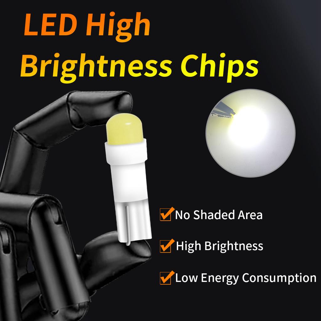 10PCS T5 LED Lights W1.2W W3W LED Car Interior Light Auto Side For Car Turn Signal Dome Door Reading Backup Clearance Lights Back Up Lights 1