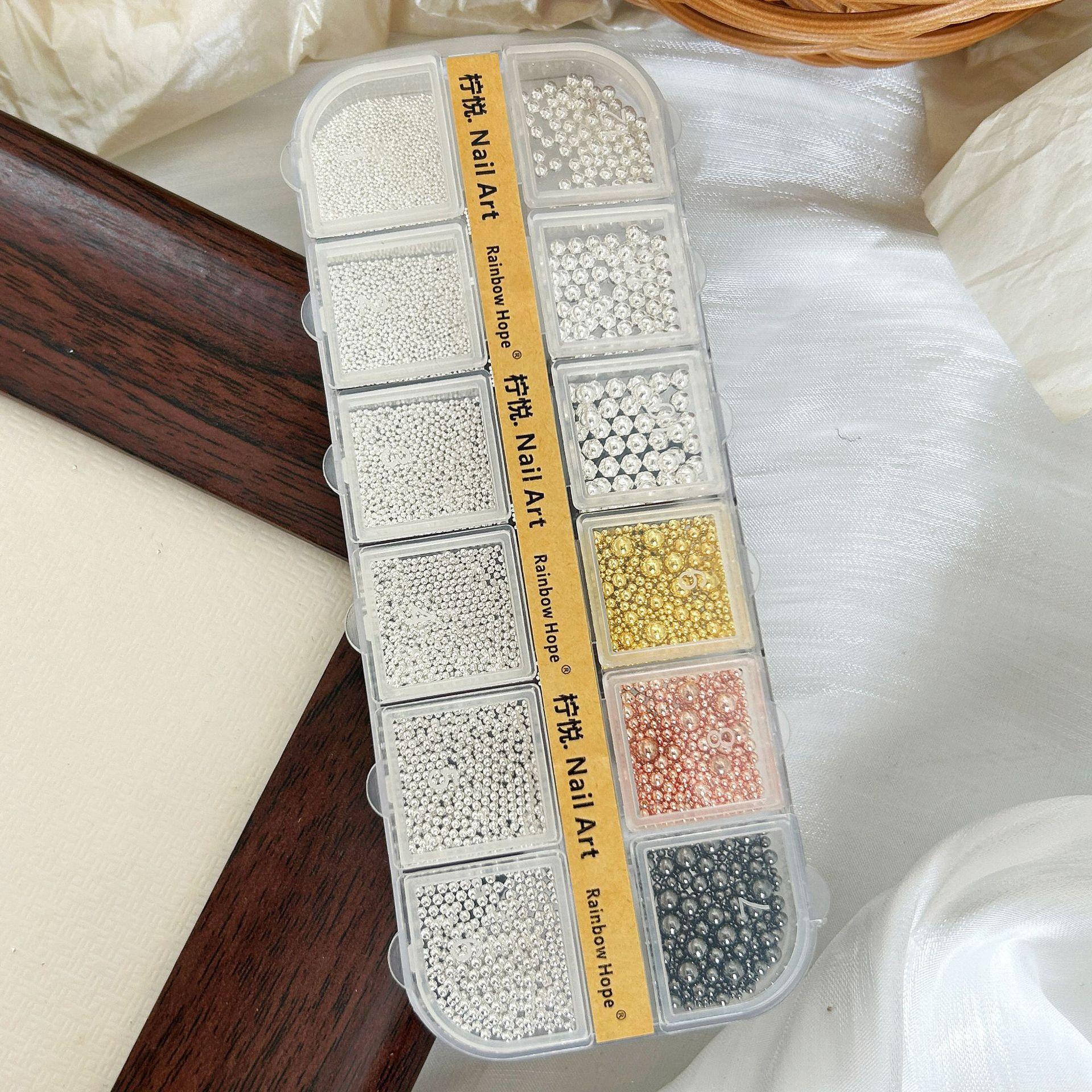 

Diy Nail Art Basic Material Set Box Highlight Pearl Steel Ball Nail Art Diamond Handmade Wear Nail Jewelry Material Pack