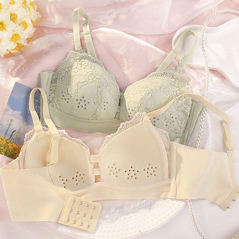 Thin in summer, big breasts show small breasts, gather and close secondary breasts, anti-sagging bra, no steel ring, large size bra set.
