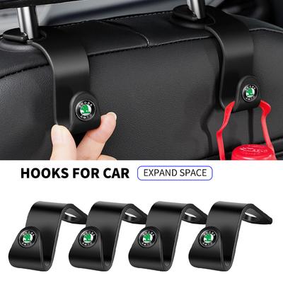 PVE5 2Pcs Car Seat Back Hooks Clips Portable Holder Auto Accessories For Octavia 2 3 A4 A5 Mk1 Fabia Superb Rapid Kodiaq Karoq