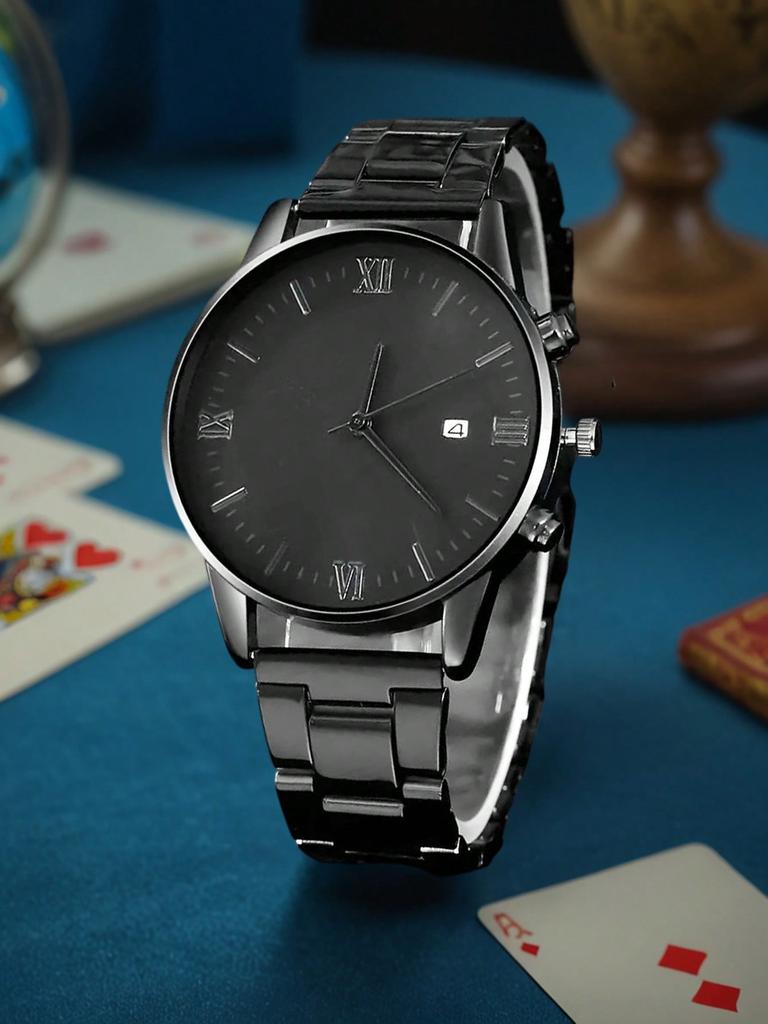 1pc-Men's Simple Fashion Analog Round Calendar Quartz Watch, Gift for Him, Stylish Timepiece for Daily Wear