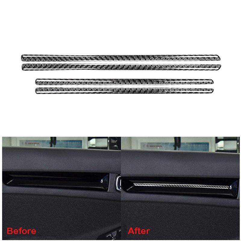 4Pcs Real Carbon Fiber Interior Inner Door Panel Decoration Cover Trim Strip Sticker Automotive Styling Accessories for Honda Civic 11th 2022-2025
