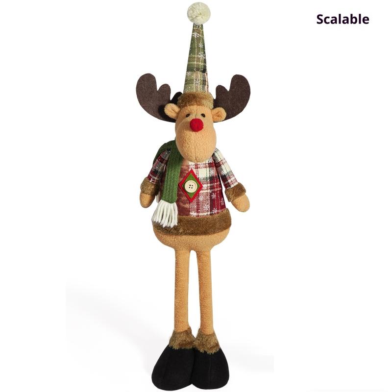 Retractable Christmas Decorative Dolls Set Reindeer Snowman Santa Claus Standing Ornaments Merry Christmas Home Party Decor