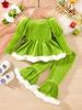 Baby Weihnachtsset Langarmkleid+Hose+Stirnband Dreiteiliges Set