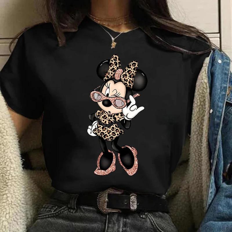 Disney T-shirt Gothic Fashion Mickey T-shirt Minnie Mouse Print Casual T-shirt Women's Kawaii T-shirt Kawaii Loose Clothing