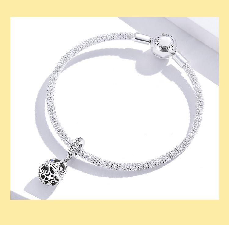 Ziyun Silver S925 Easter Egg Pendant: Fashionable, Openable, DIY Beaded Accessory SCC1465