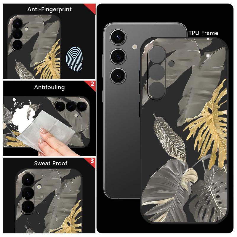 Withered Leaves Patterned Silicone Phone Cover For Samsung Galaxy A56 A17 A26 A16 A36 A55 A54 A53 A15 S24 S25 S25 S22 S23 Plus Lanyard Soft Cover
