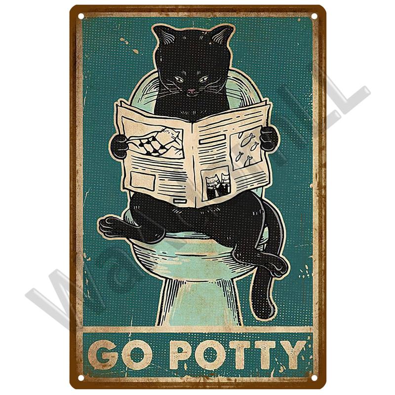 Vintage Metal Sign Home Funny Decor Toilet Tin Sign WC Lavatory Toilettes Wall Art Bathroom Restroom Toilet Wall Decoration Pub