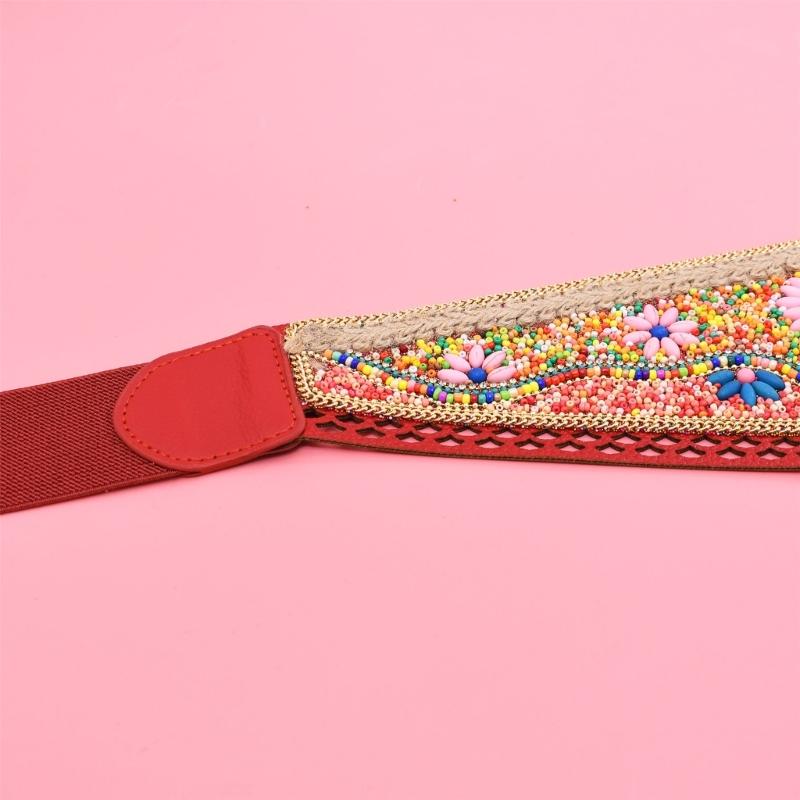Bohemian Multicolored Beaded Belt Handwoven Adjustable Waistband For Women Ethnic Style Festival Accessory