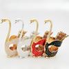 7pcs Set Swan Base Creative Decoration Tableware Fruit Fork Dessert Spoon Cute Coffee Spoon Combination Decoration Ornament