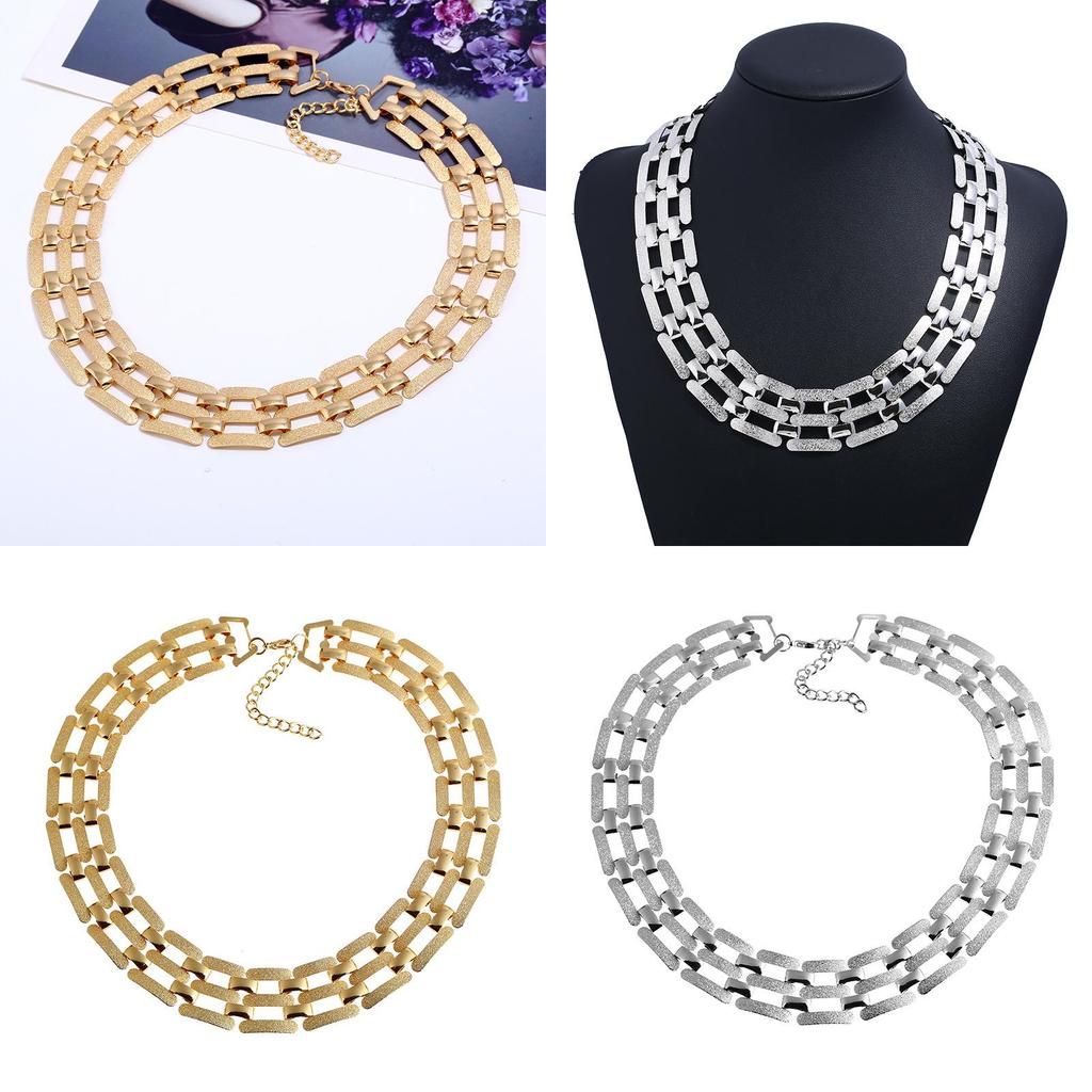 Fashion Metal Geometric Choker Necklace With Matte Finish For Gift And Travel Souvenir