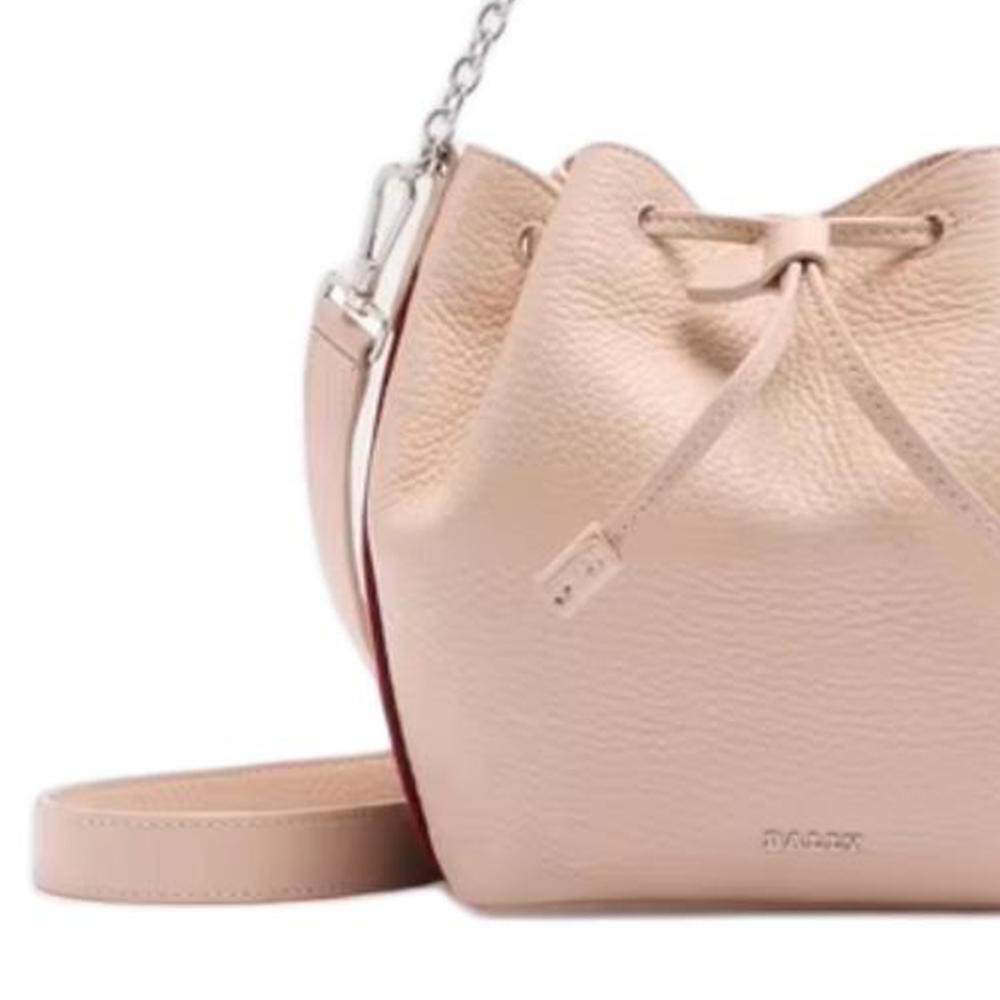Bally Letter Logo Solid Color Drawstring Design Leather Bucket Bag Mini Women Handbags Nude 6314686