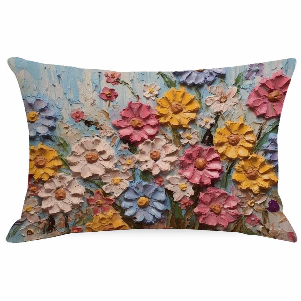 New Decorative Pillowcase 3D Three-dimensional Effect Floral Pillowcase Sofa Cushion Cover Digital Printing