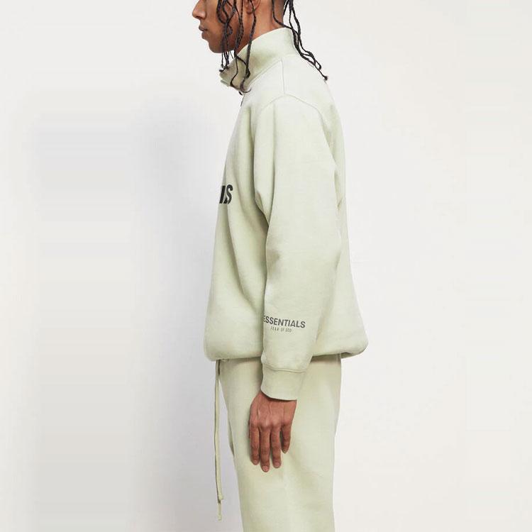 Fear of God Essentials Felpa con zip mezza lunghezza e collo alto a maniche lunghe FW20 Unisex Verde Salvia 0192250500213012