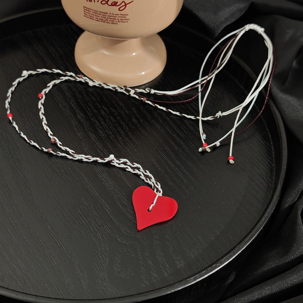 Cartoon Cute Apple Love Woven Necklace Niche Design Sense Fashion Simple Long Sweater Chain