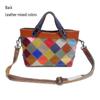 Fashion Leather Women'S Bags Handmade Flower Splicing Cowhide Plaid Bag Portable Messenger Bag Color Matching Flower Bag
