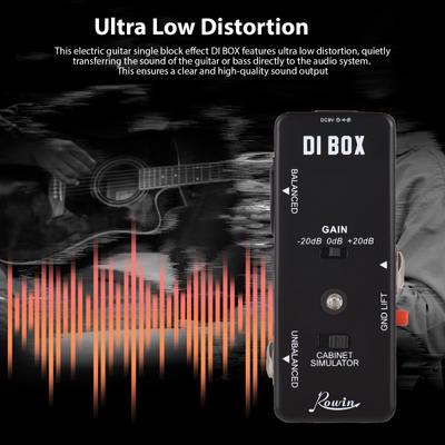 ROWIN DI-Box Gitarrenpedal Mini-Effektpedal DI-Box Ultra Low Distortion für E-Gitarren-Effekt