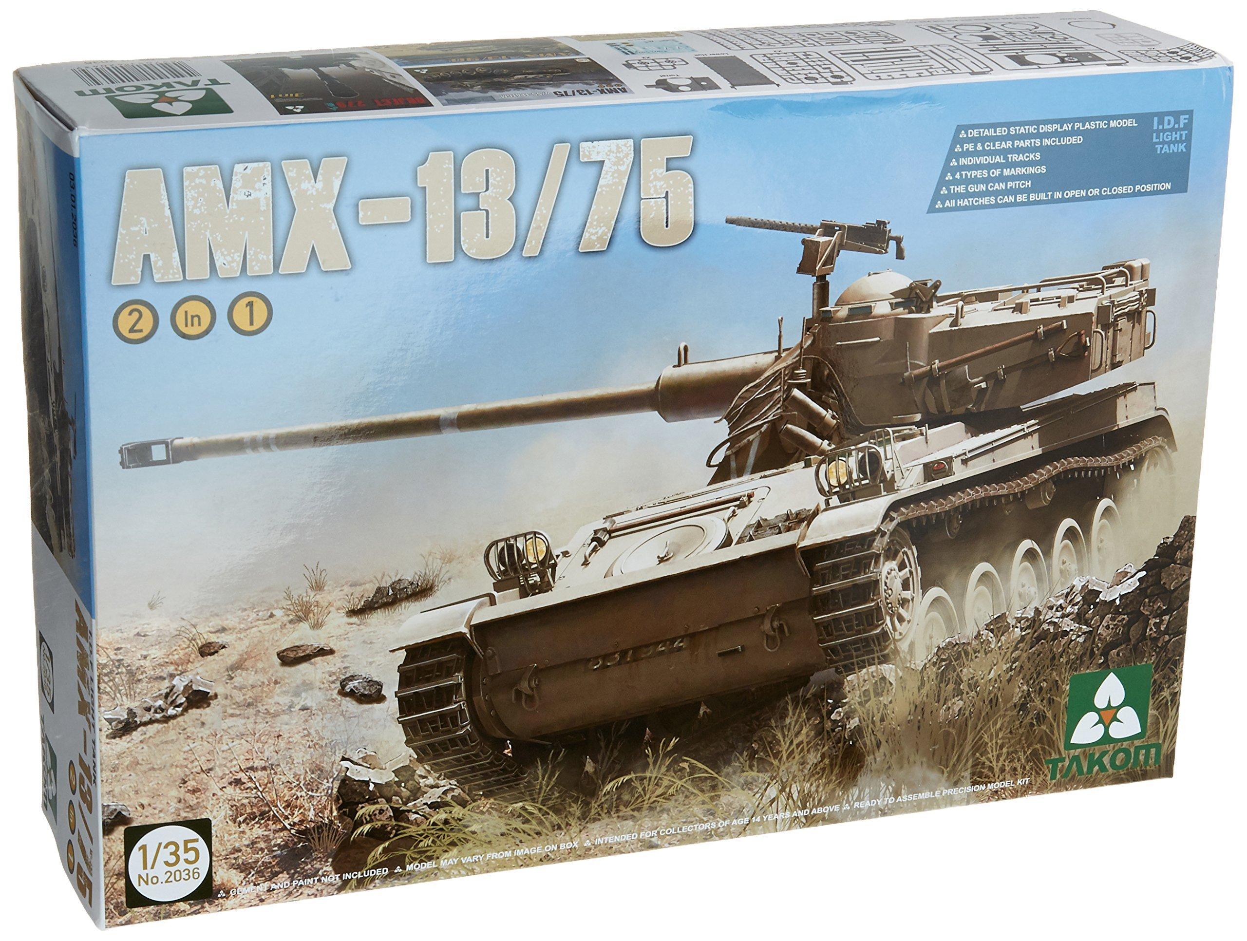 

TAKOM 1/35 AMX-13/75 Israeli Defense Forces Light Tank 2-in-1 Plastic Model Kit TKO2036