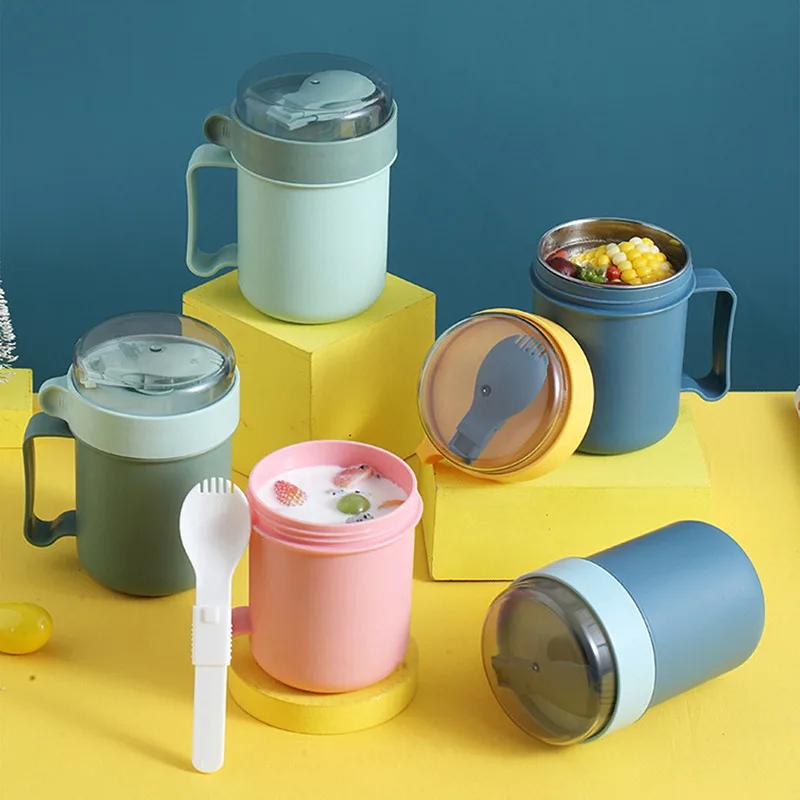 500ml Lunch Box Portable Food Thermal Insulated Container Breakfast Cup Leak-Proof Soup Milk Thermos Bottle Tumblers With Spoon