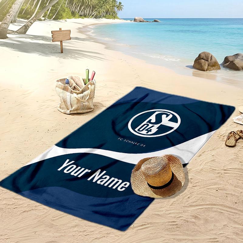 Telo Mare Personalizzato Stampato Schalke 04 FC Logo Calcio Supporto Nome Personalizzato Testo Asciugamano Assorbente Per Sport Viaggio Regalo Speciale