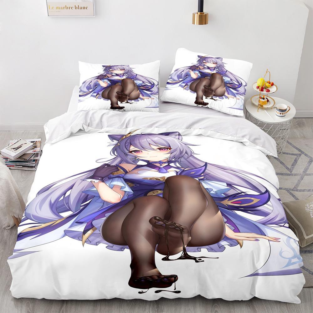 Genshin Impact Bedding Sets 100% Polyester Printed Comforter Bed Cover Duvet Cover Pillow Case 2-3 Pieces Sets Kids Adult Size