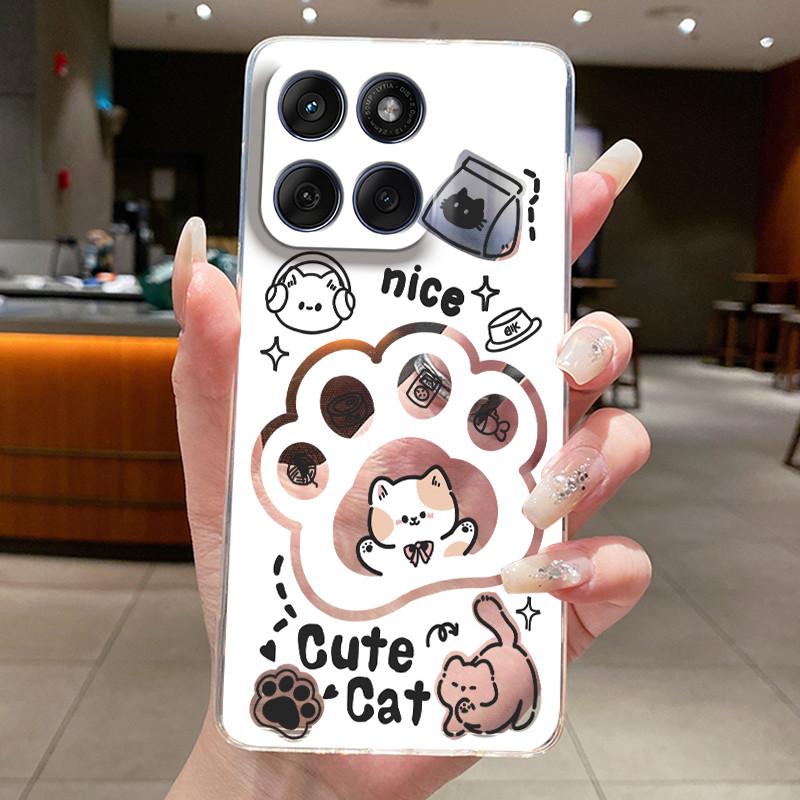 Casing For Motorola Edge 60 Fusion Pro 60s Aesthetic Fashion Cute Cat Astronaut Soft Silicone Back Cover Transparent Phone Case