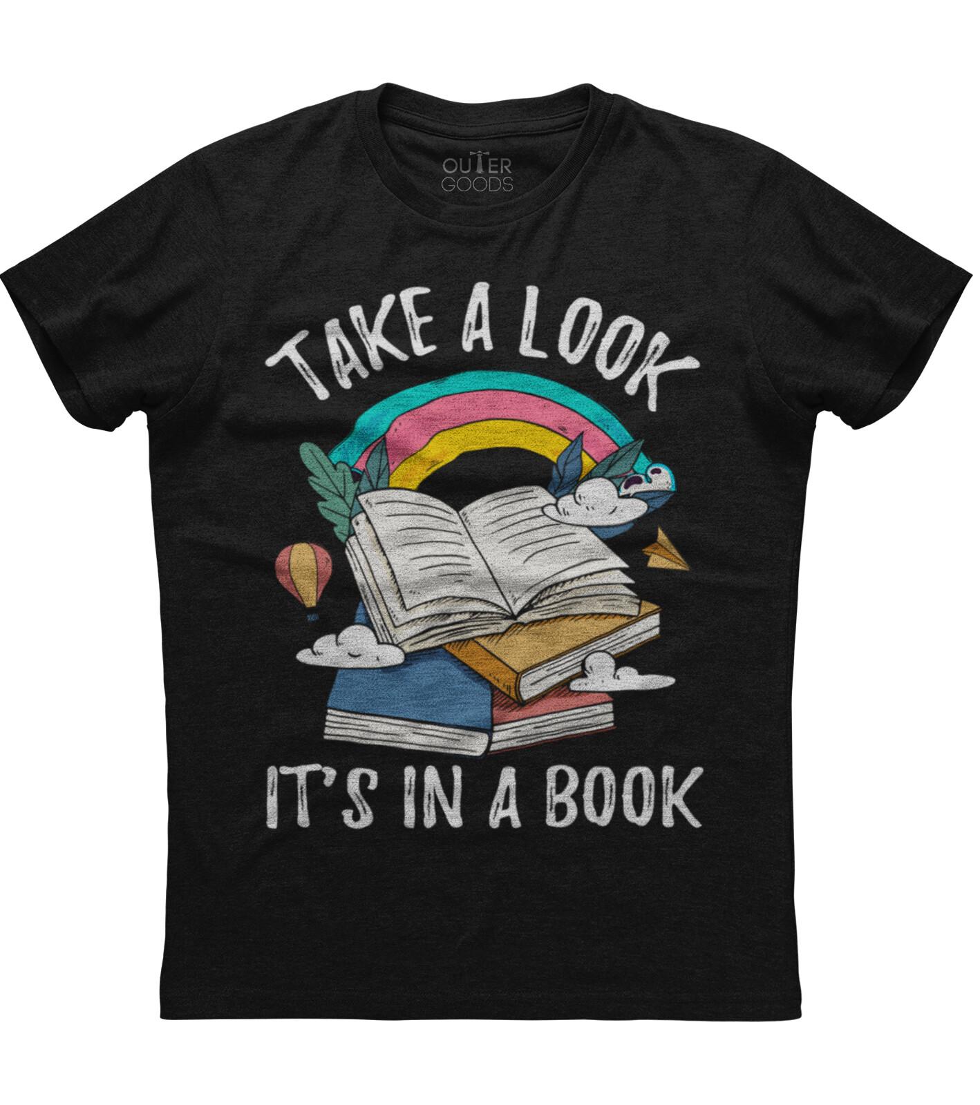 Take A Look Its In A Book Funny Cool Unisex Black T-Shirt XL