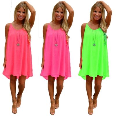 Fashion Loose Back Hollow Out Casual Sexy Sleeveless Summer Lady Mini Dress
