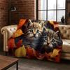 Cute Cat Kitten Cartoon Flannel Blanket Soft Warm Blanket Throw Blanket for Bedroom Living Room Bed Travel Camping Picnic Gift