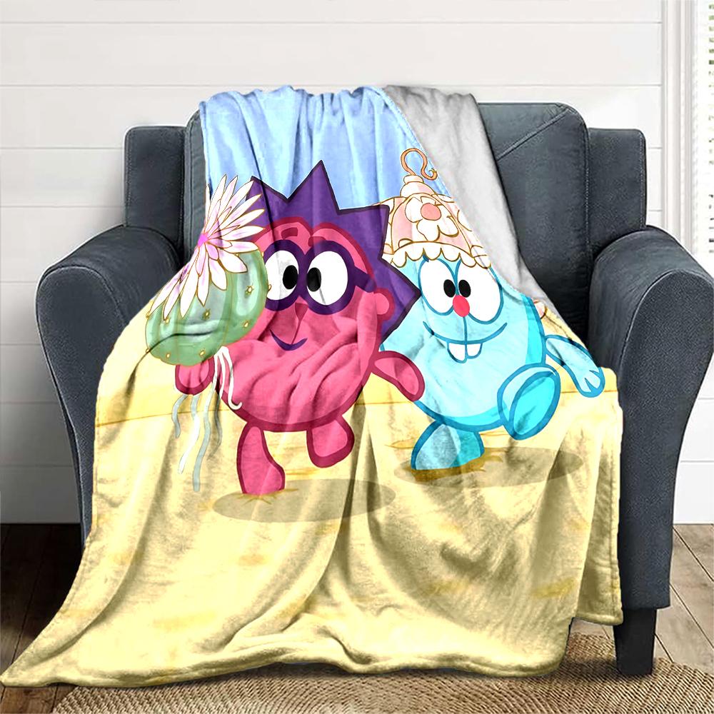 1Pc Cute Cartoon Character KikoRiki Blanket Soft Comfortable Polyester Blanket All Season Warm Throw Bedroom Office Outdoor Use Perfect Christmas Gift