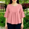 ZANZEA Women Casual Round Neck Solid Color 3/4 Sleeve Loose Blouse