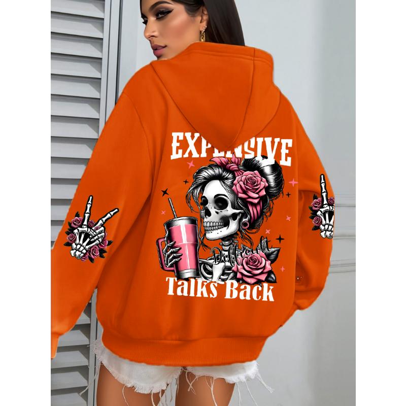 Teure Gespräche Erwidert Lustiger Druck Damen Hoodie Locker Mehrfarbig Pullover Fleece Herbst Sportbekleidung Lässiger Taschen-Hoodie