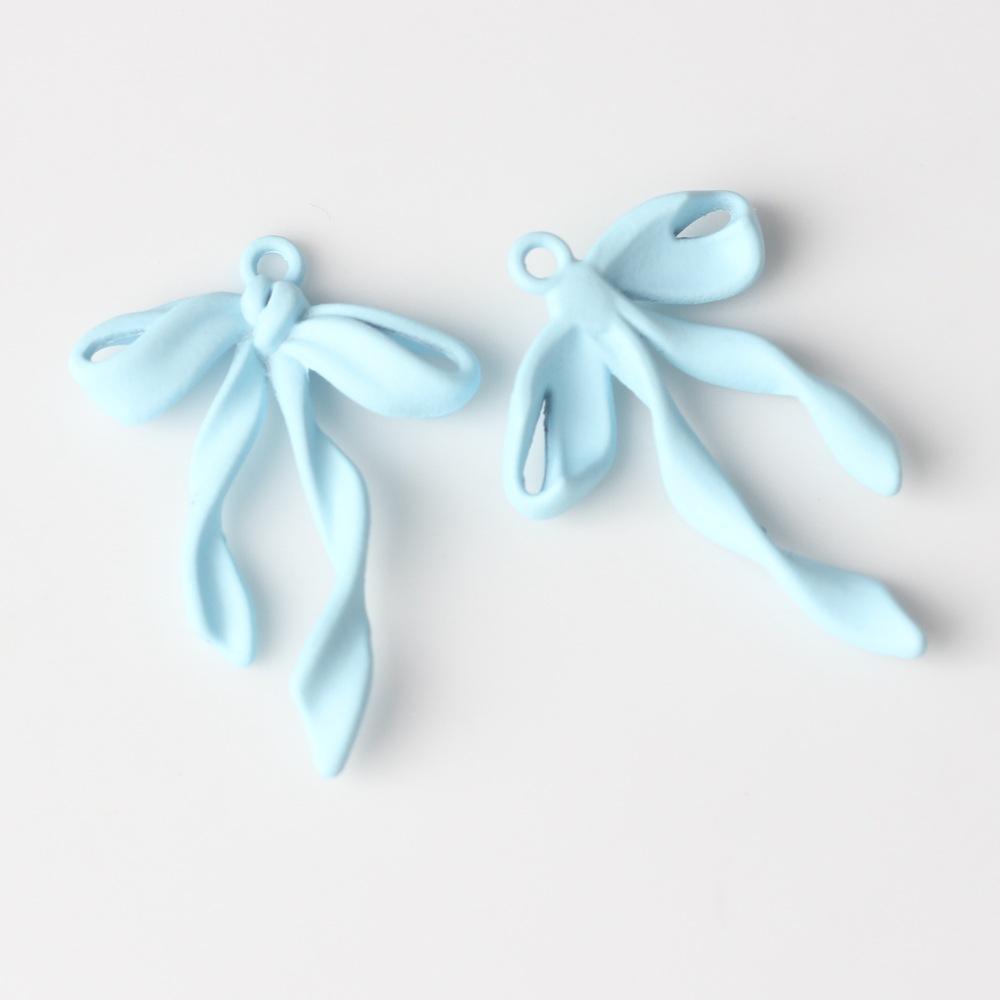 10Pcs Simple Alloy Colorful Spray Painted Ribbon Bowknot Pendant DIY Bracelets Necklaces Jewelry Accessories Jewellery Making