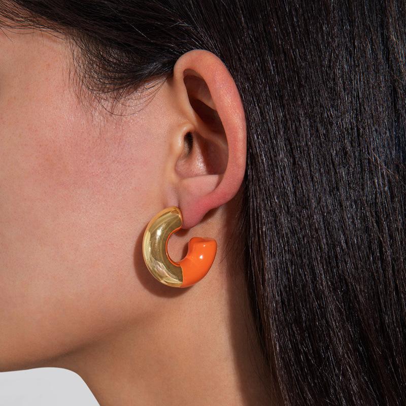 Maillard Retro Earrings French Ear Buckles Women's Simple Metal Wind Earrings