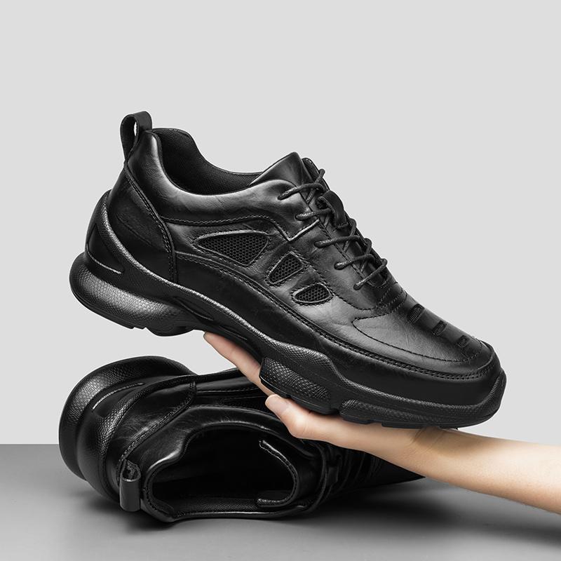 Fashion Designer Men's Genuine Leather Oxford Casual Shoes Outdoor Lightweight Hollow Out Shoes Men's Thick Soled Sneakers Mo-53
