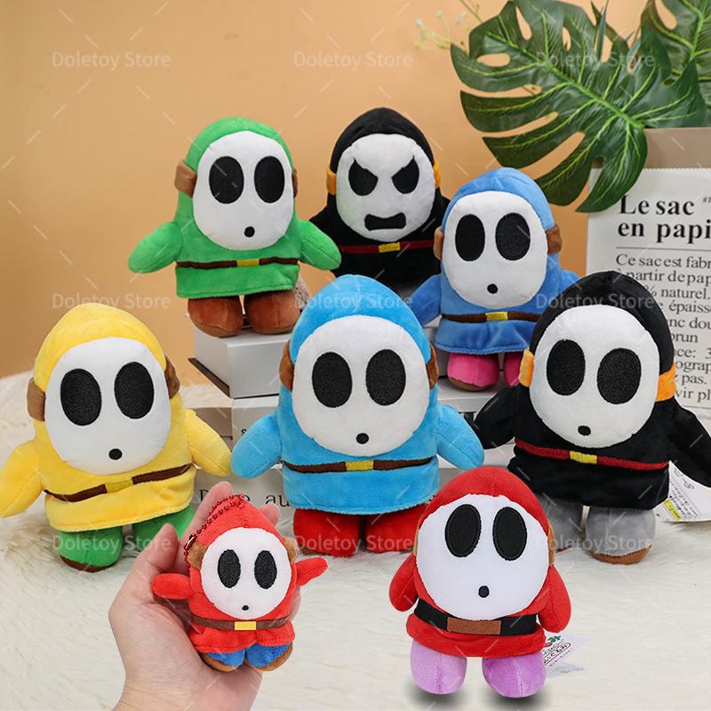 8 Styles Mario Shy Guy Plush Kawaii Black Blue Yellow Shy Guy Angry Mask Man Stuffed Animal Small Shy Gug Keychain Birthday Gift