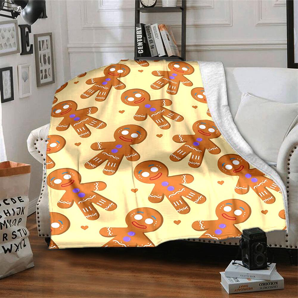 1 Stück Lebkuchenmann-Decke Warm, Gemütlich Und Weich, Geeignet für Sofas, Betten, Autos Und Büronutzung. Perfekt für Camping Und Reisen, Was Sie zu einem Tollen Geschenk macht