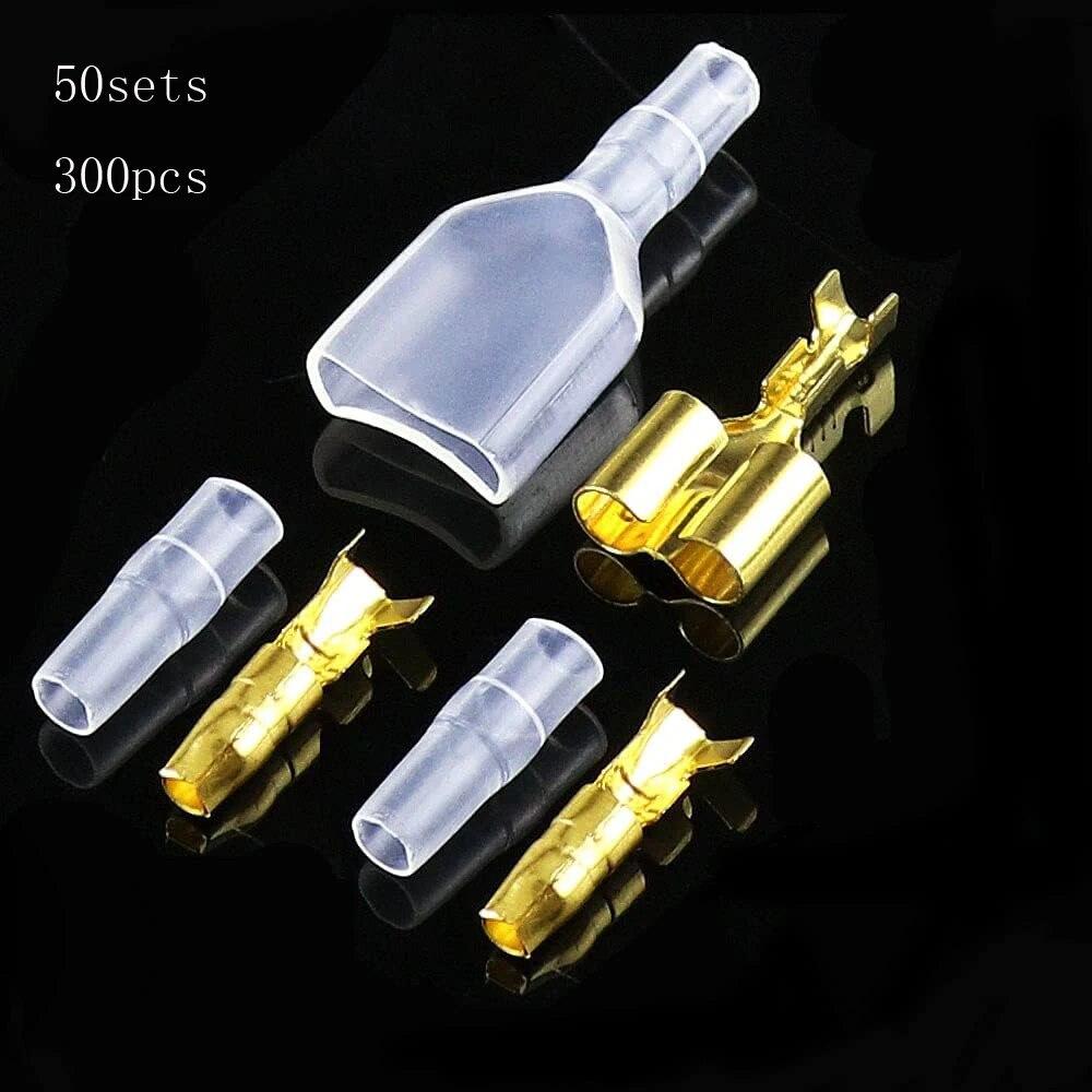 50Sets One Female and Two Male 4.0 Bullet Terminal Electrical Wire Connector Diameter Male Female 1:2 Transparent Sheath