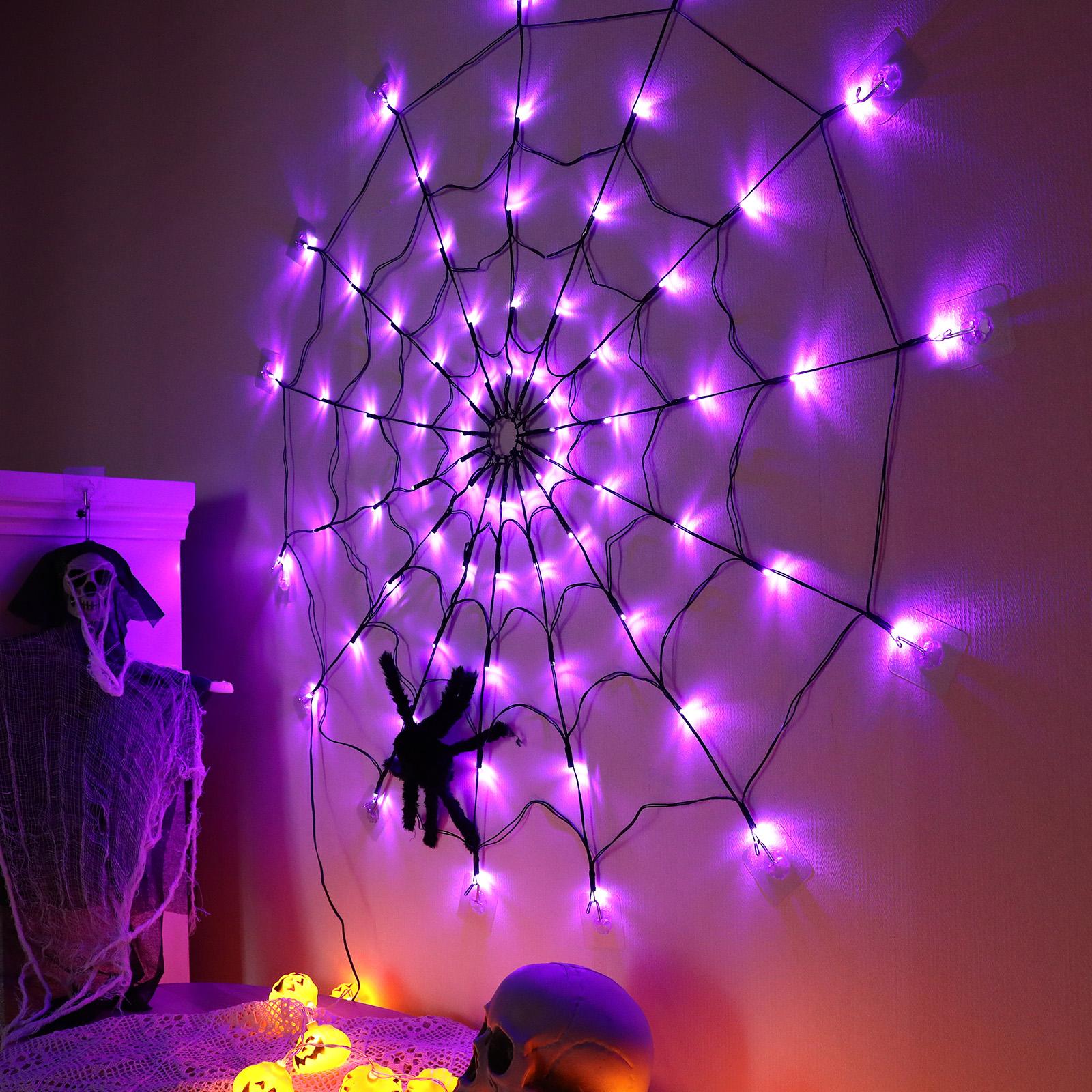 

Halloween Spider Web LED Cobweb Mesh String Lights Party Props Decor USB/Battery