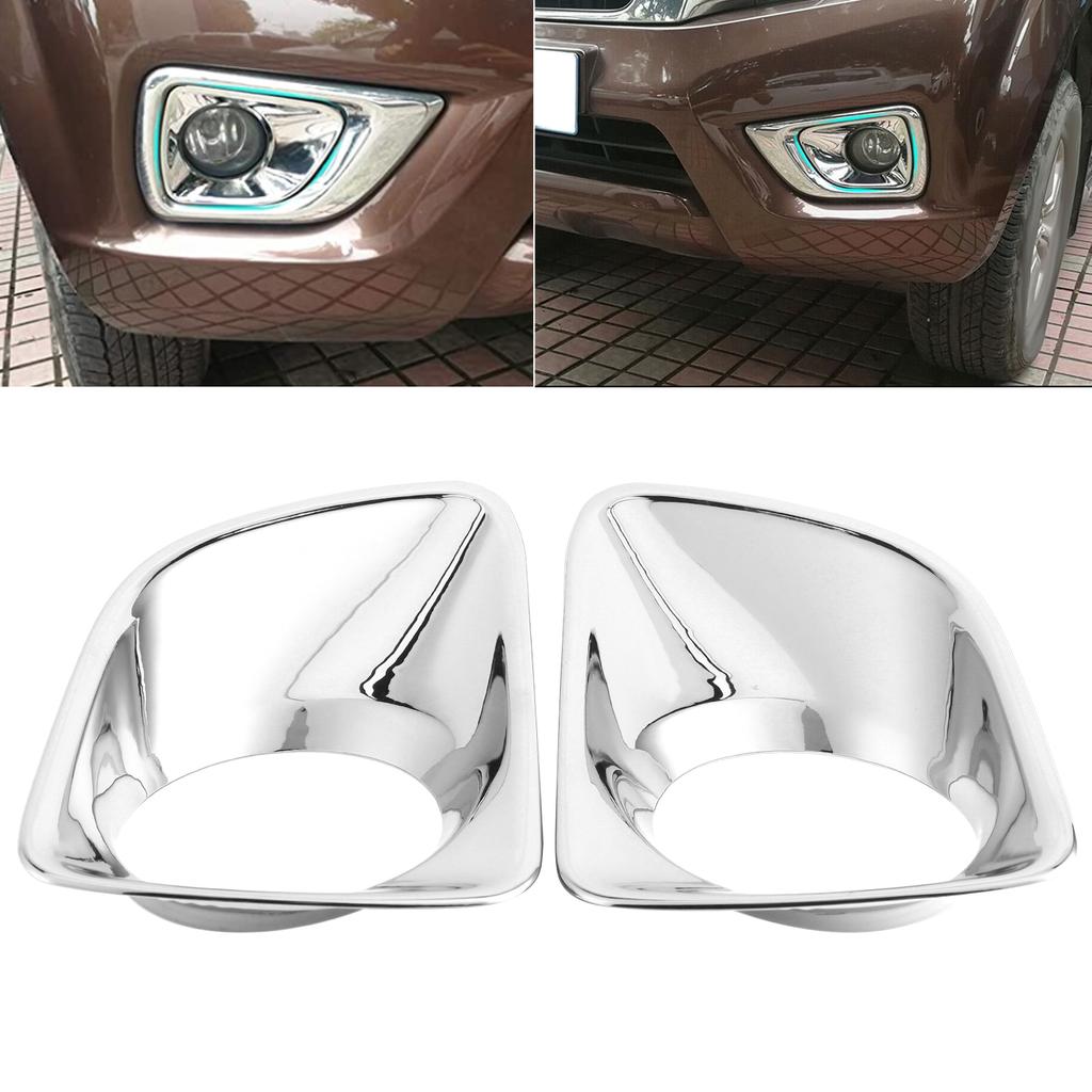 2Pcs Front Fog Lamp Cover Trim Chrome Plating Foglight Decor Fit for Nissan Navara NP300 Frontier