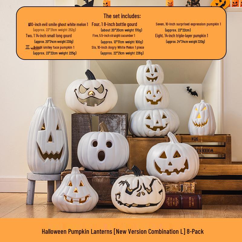 Luminous White Pumpkin Lantern: Large Halloween Decoration for Shopping Malls & Theme Events