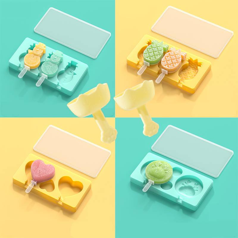 Food Grade Silicone Ice Cream Mould Heart-Shaped Snowman Christmas Tree Popsicles Mold Reusable Kids Homemade Frozen Popsicle