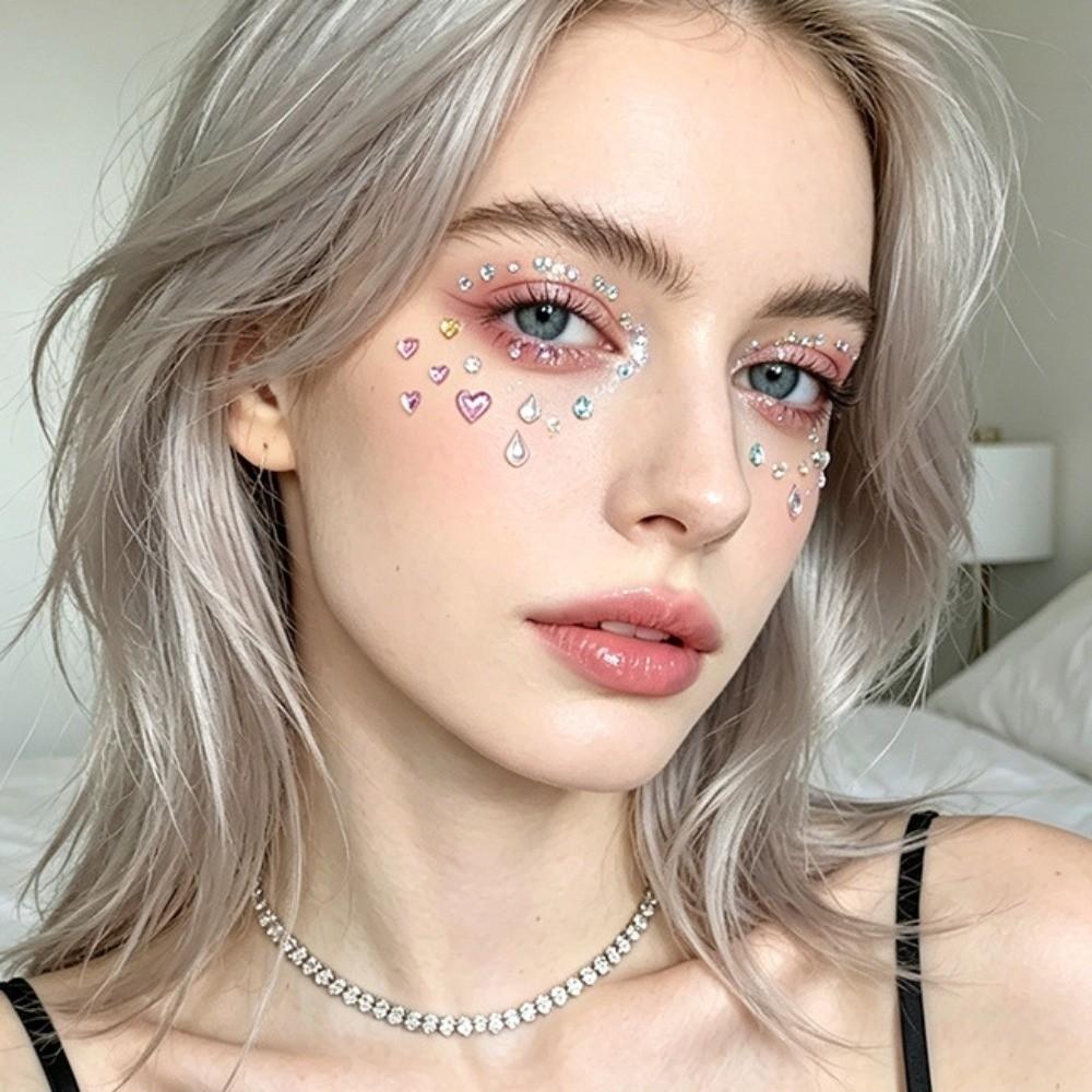 Makeup Bedazzling Sticker 3D Resin Crystal Gem Sticker Face Eye Jewels Sticker Christmas Party